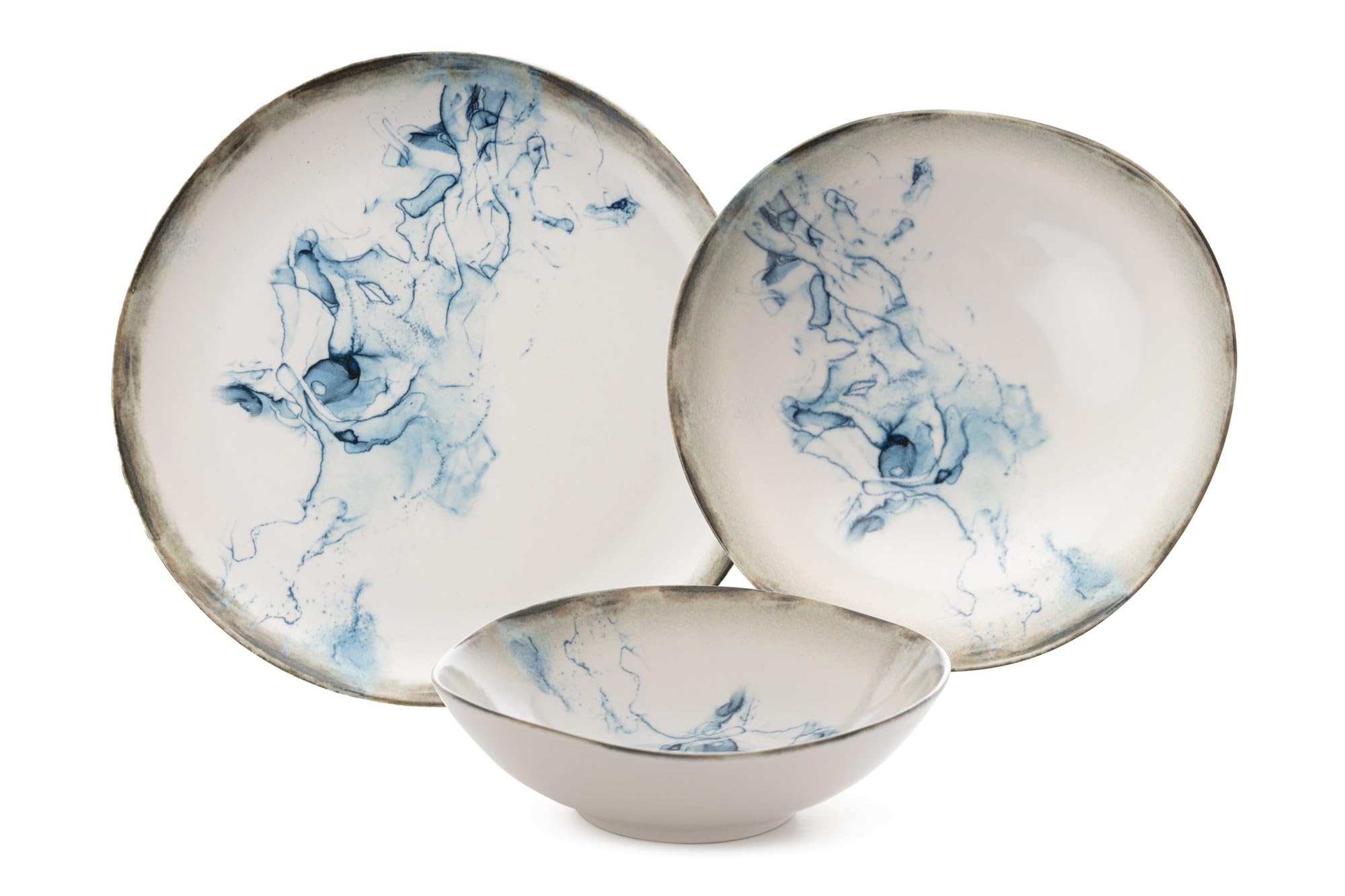 Service De Table 24 Pièces En Porcelaine - Assiettes, Bols, Assiettes à Dessert - Lave-vaisselle & Micro-ondes