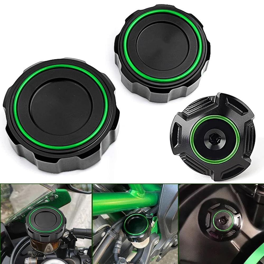 Per Z750 Z 750 S 2005-2012 Coperchio Serbatoio Liquido Freni Anteriore E Posteriore Per Moto E Tappo Di Riempimento Olio Motore(Green (3pcs))