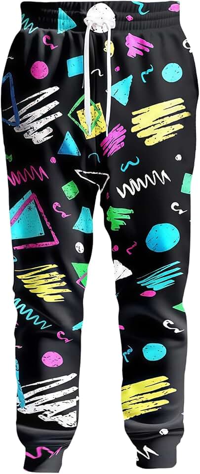 Bopika Mens Women Sweatpants 80s 90s Retro Joggers Sports Pant Funny Track Pants with Pockets