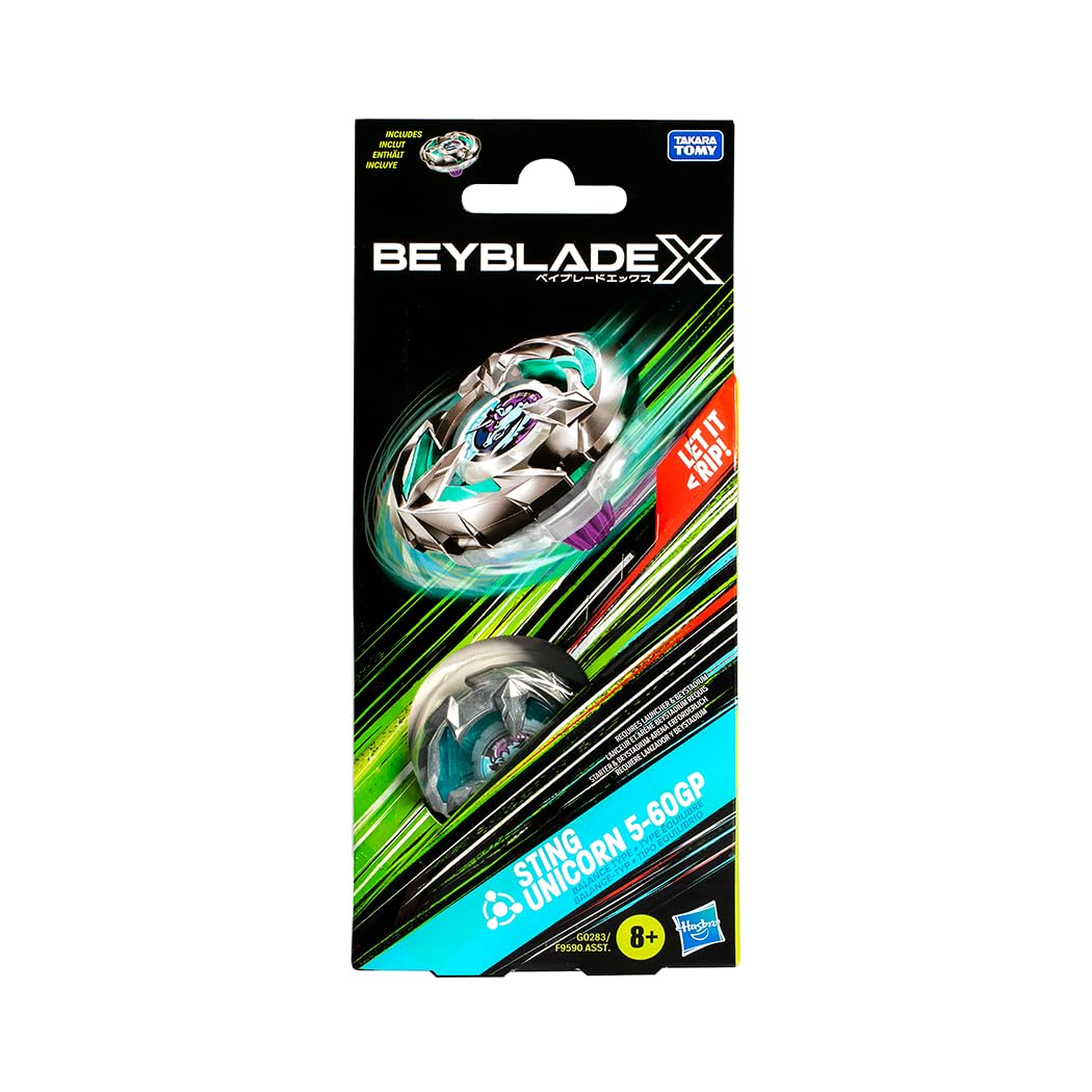 Beyblade X, Pião, Sting Unicorn 5-60GP - Conjunto de Brinquedo