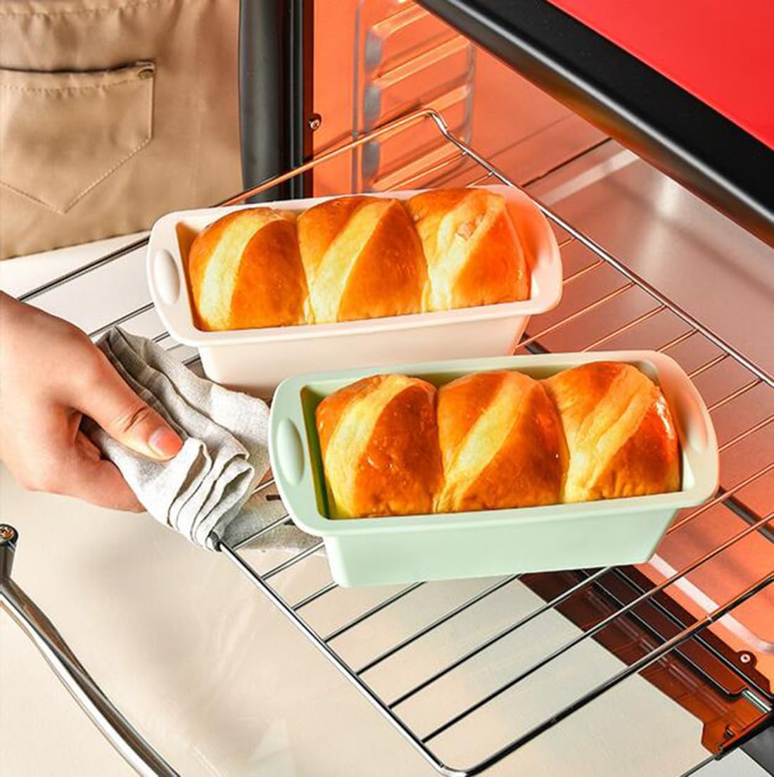 Silicone Mini Loaf Pan Set of 4, Silicone Bread Loaf Pan, Silicone Rectangular Cake Pans Mold Bakeware Bread Baking Pan, Homemade Cakes Breads,Meatloaf,Ice brickand and More