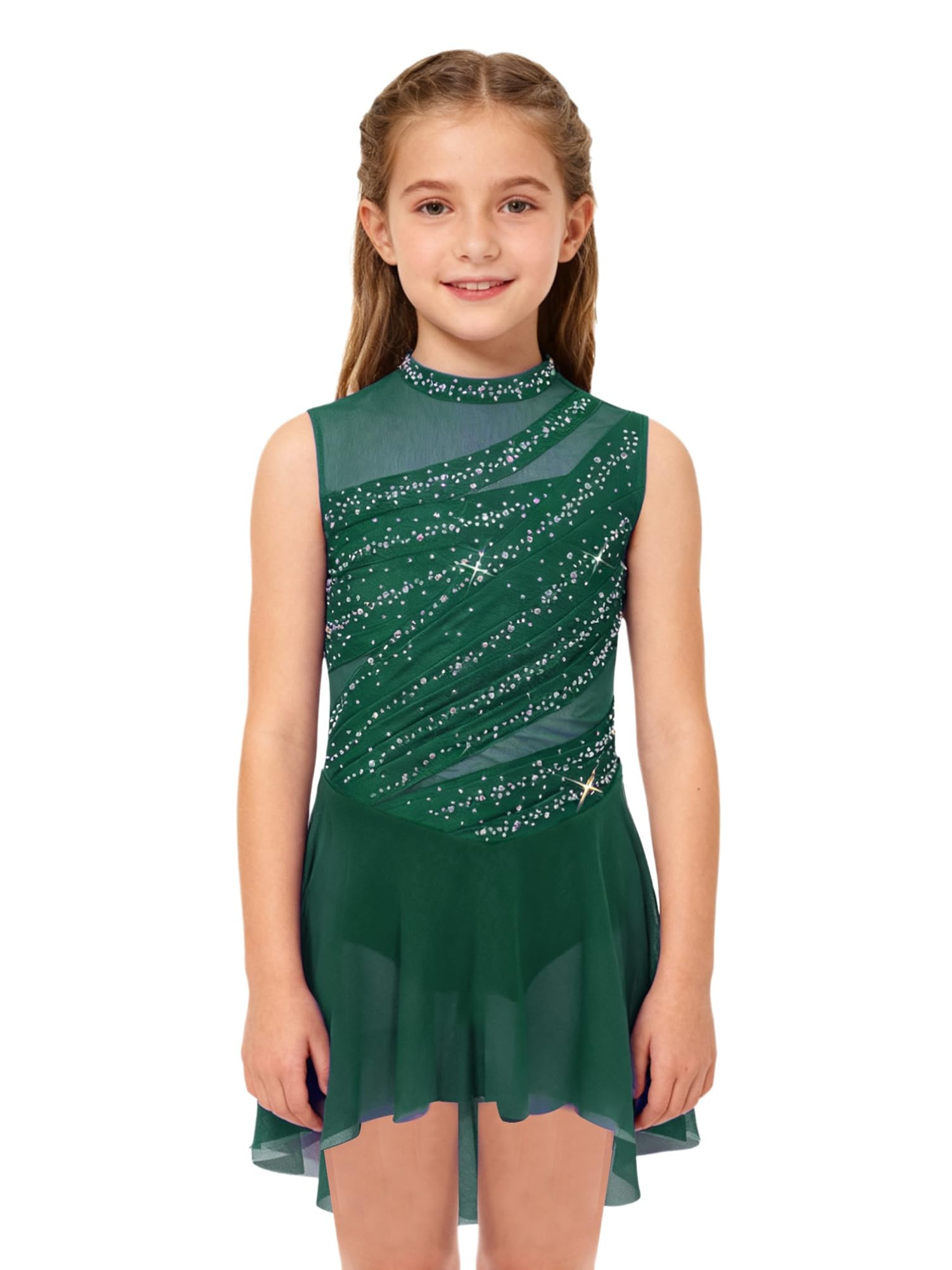 Alvivi Enfants Robe De Danse Lyrique Contemporain Fille Robe Patinage Artistique Leotard Justaucorps Danse Spectacle
