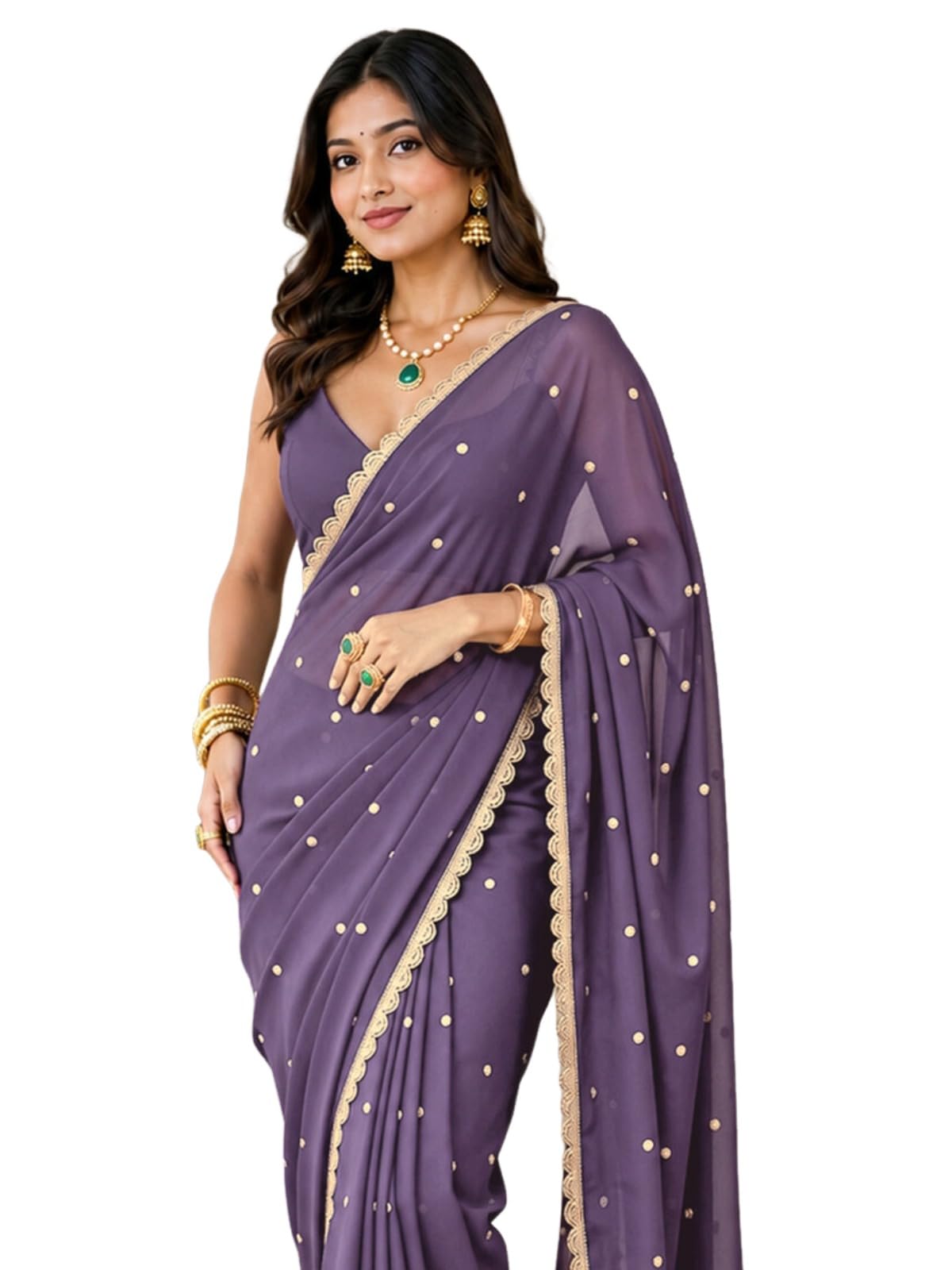 siril Women's Silk Sequins Embroidery Ready to Wear Saree with Unstitched Blouse Piece-picture-43