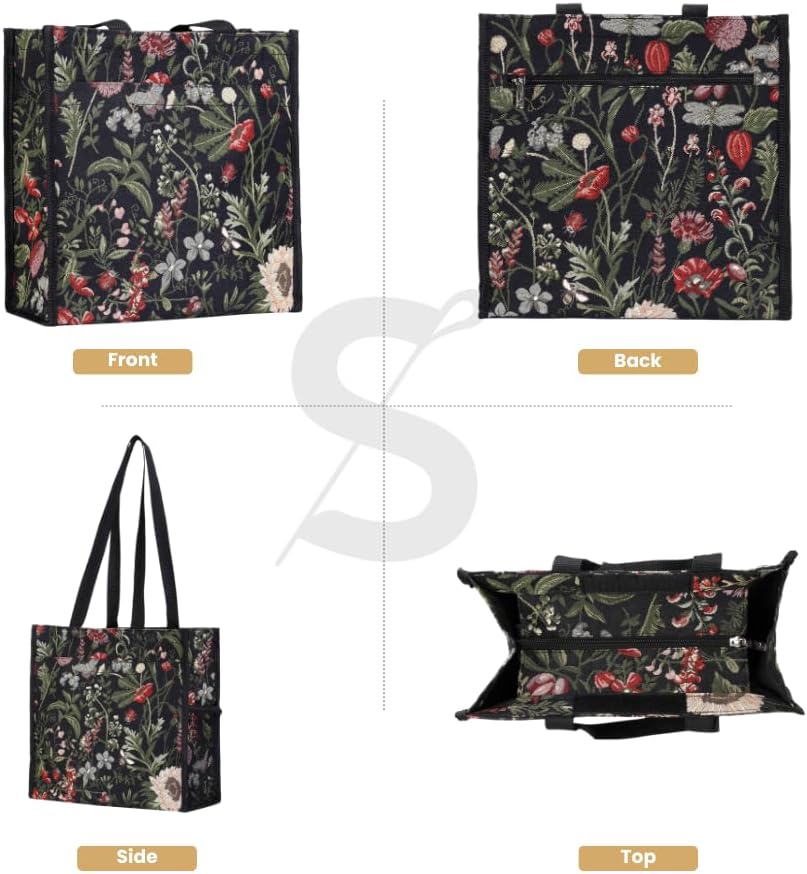 Signare Floral Shopping Tote Bag with Garden Flower Pattern
