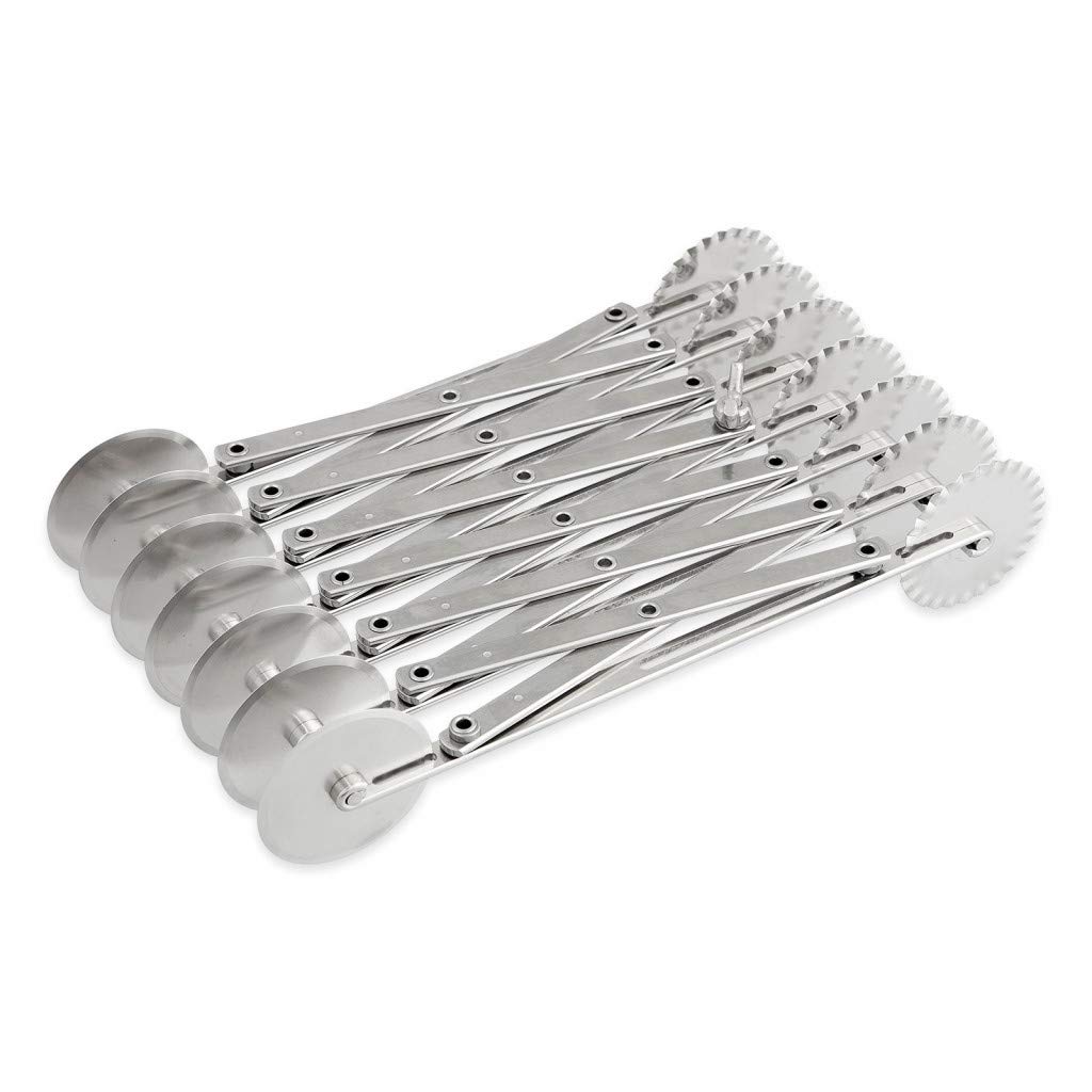 Thermohauser 5000268855 Cortador de Masa (Acero Inoxidable, 7 Piezas, con Ruedas de Corte onduladas y Lisas de 5,5 cm)
