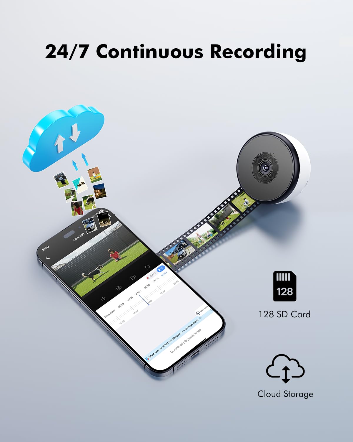 3MP Indoor Window Camera, 5G & 2.4GHz WiFi Indoor Camera for Home Security with AI Color Night Vision, People/Motion Detection, 24/7 Recording, Easy & Quick Window Mount for Looking Outside — view 7