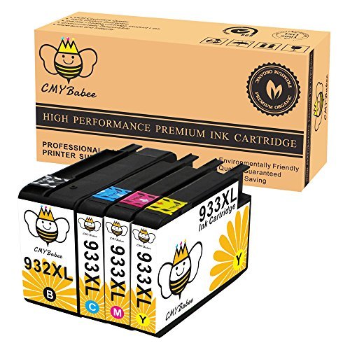 932xl 933xl Combo Ink cartridges CMYBabee 4 Pack High Yield 932 933 XL Replacement for Officejet 6100 7110 7610 6600 7612 6700 Printer (Black Cyan Yellow Magenta)