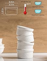 Vista 6 de Ramequines de 177 ml con tapas aptos para horno, pequeños ramequines de crema catalana con cubiertas, juego de 4 ramequines de cerámica, tazones