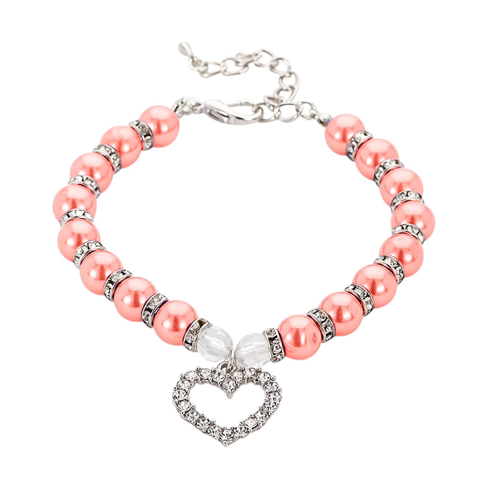 Pearls Dog Collar Adjustable Pet Chain with Flash Light for Dogs and Cats Comfortable Stylish Design (M)