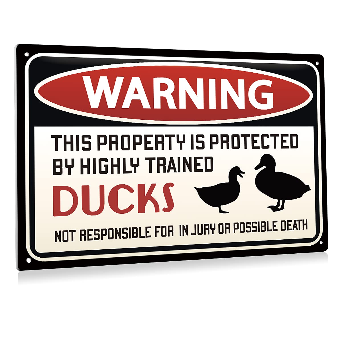 BEASTZHENG Warning Sign Warning Ducks Metal Tin Sign Wall Decor Sign for Home Door Outdoor Decor Gifts - 8x12 Inch