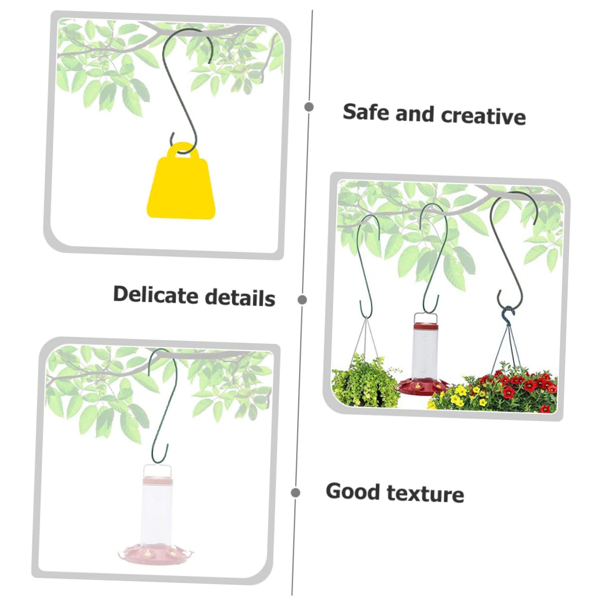 Yardwe 3 Set Gancio per Mangiatoia per Uccelli Appendiabiti Alimentatore Cinciallegra Gancio per Fioriera Sospesa da Giardino Sospeso S Ferro da Stiro Green 4 Pezzi * 3