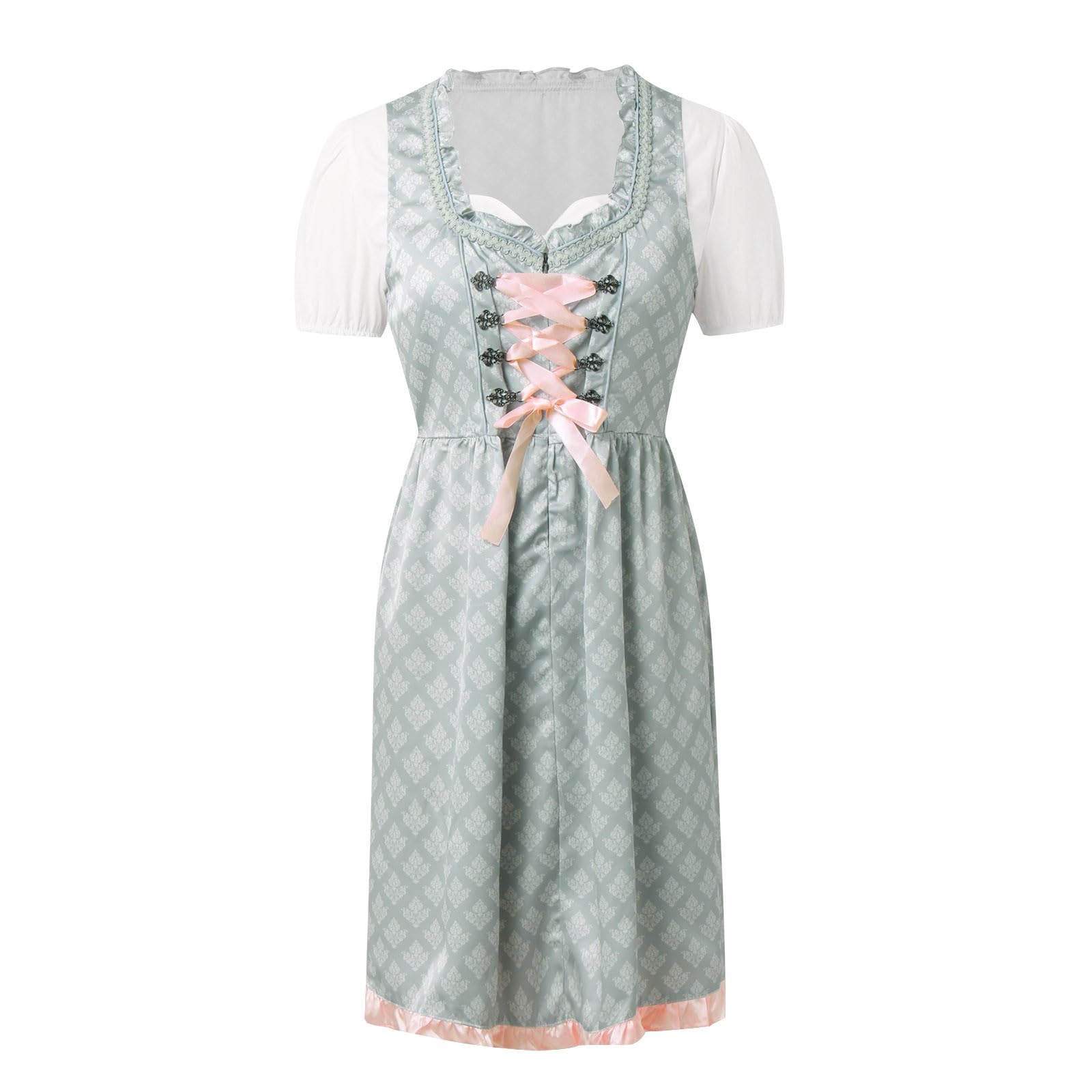 Abiti da Cerimonia Donna Dirndl Donna Midi Set Costume da per Halloween Oktoberfest Scultura del Corpo Abito da Scena Rinascimentale Elegante Principessa Medievale Vestito Costume da Birra
