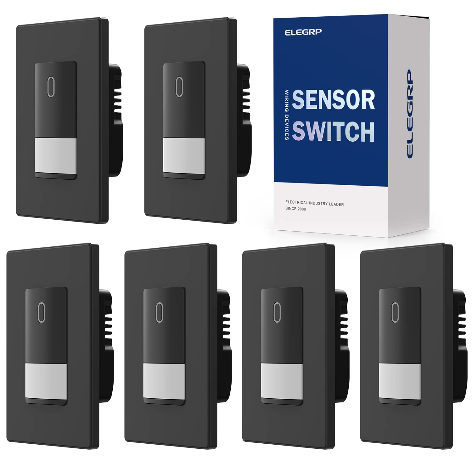 ELEGRP Occupancy Motion Sensor Light Switch, PIR Infrared Motion Activated Wall Switch, No Neutral Wire, Single Pole for CFL/LED/Incandescent Bulb, Wall Plate Included, UL Listed (6 Pack, Matte Black) ELEGRP Occupancy Motion Sensor Light Switch, PIR Infrared Motion Activated Wall Switch, No Neutral Wire, Single Pole for CFL/LED/Incandescent Bulb, Wall Plate Included, UL Listed (6 Pack, Matte Black)