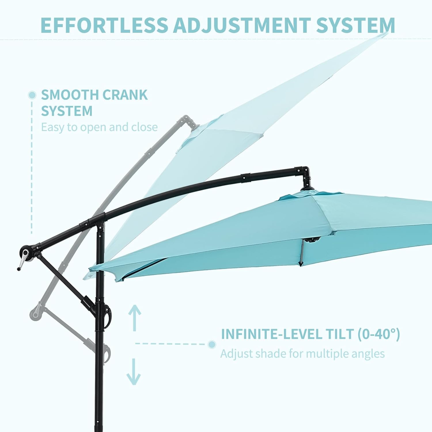 Diophros 10ft Cantilever Patio Umbrella, Hanging Offset Market Outdoor Sun Shade for Backyard,Deck,Poolside,Blue
