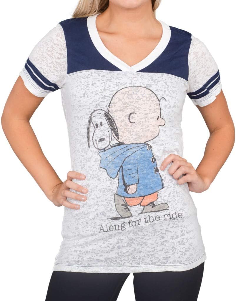 True Vintage Charlie Brown & Snoopy Along for The Ride Juniors Burnout T-Shirt