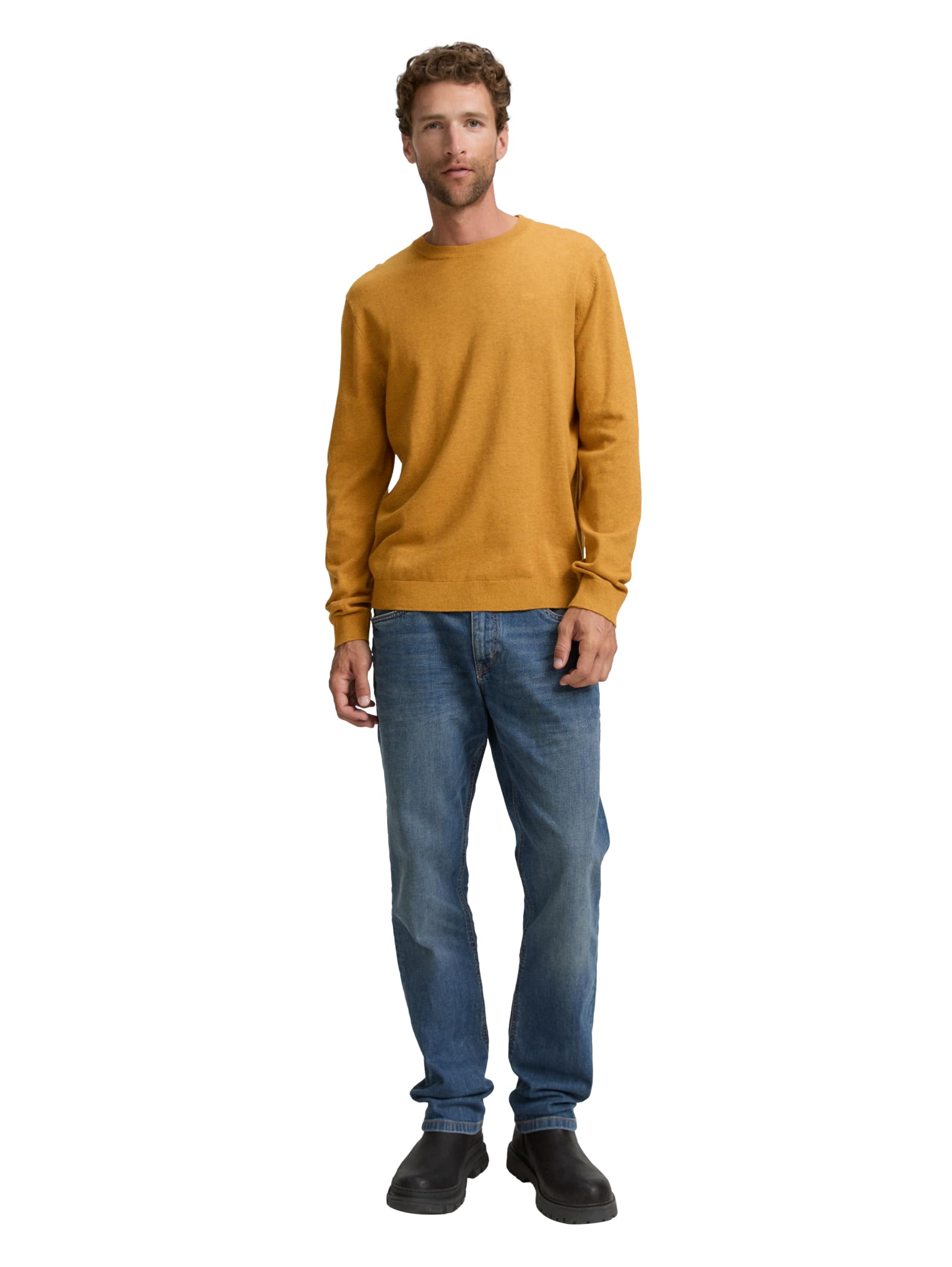 Tom Tailor Herren 1039805 Pullover, 36292 - Mustard Melange, S – Ansicht 2