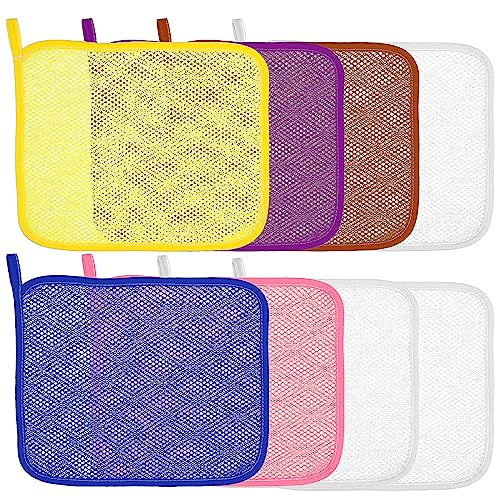 8 Pcs Exfoliating Washcloth Soft Weave Nylon Massage Bath Towel Sponge Loofah Body Scrub Back Scrubber for Shower Cloth for Women and Men,5 Colors