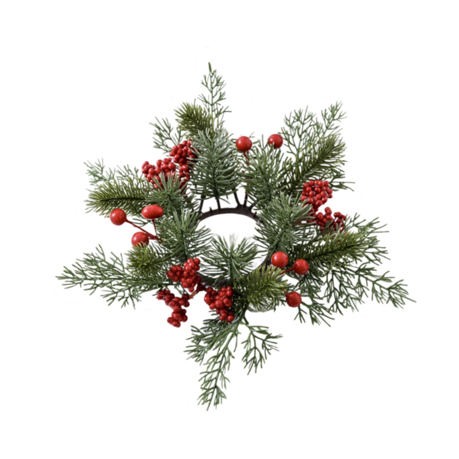 CALANDIS® Candle Ring Tabletop Greenery Wreath Candle Rings for Wedding Farmhouse Home Red Berries | Wreaths, Garlands & Plants | Christmas & Winter | Holiday & Seasonal Dacor-image-36