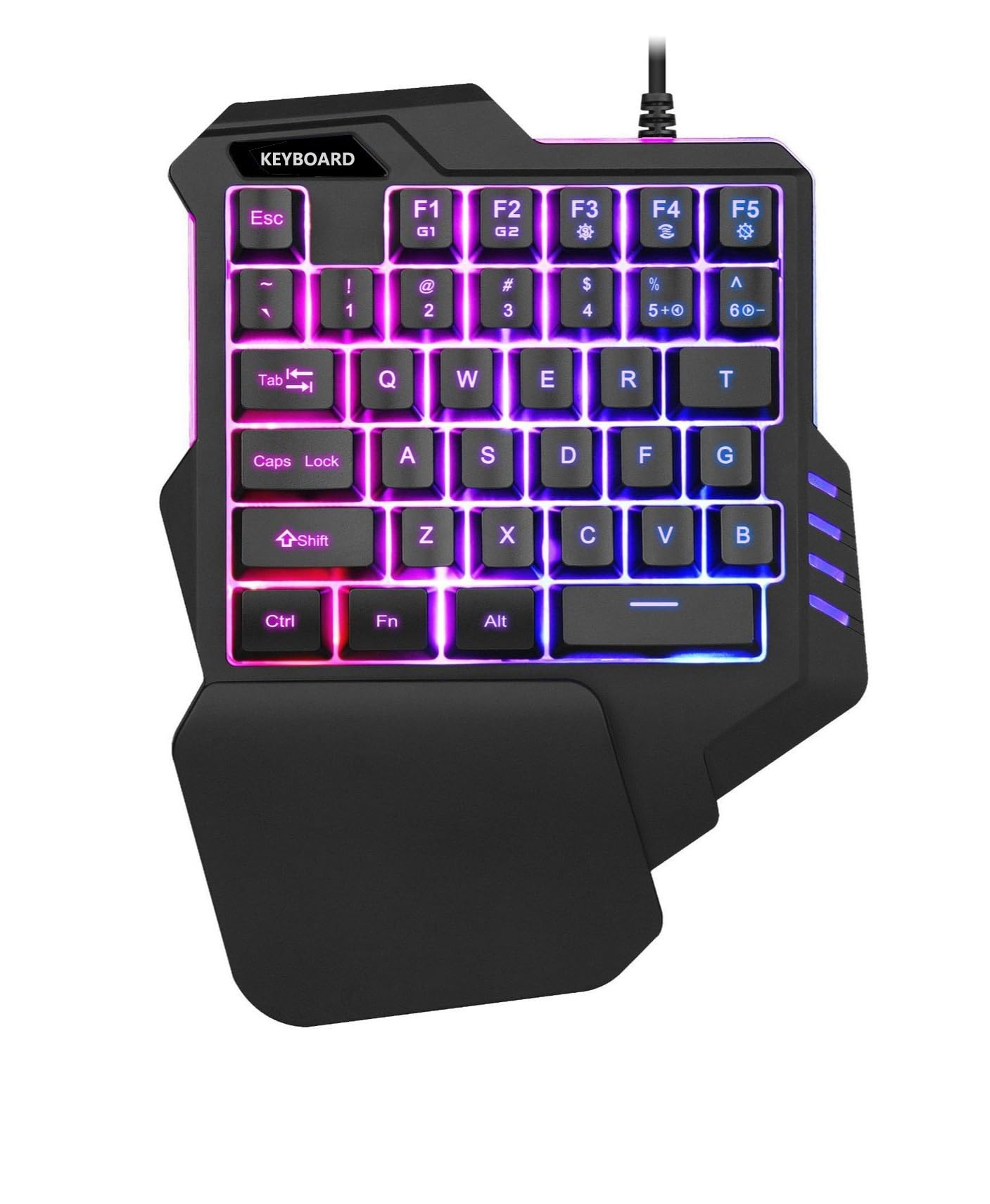 ARNOG92 One-Handed Gaming Keyboard RGB Backlit Portable Mini Gaming Keypad Ergonomic Game Controller for PC PS4 Xbox Gamer