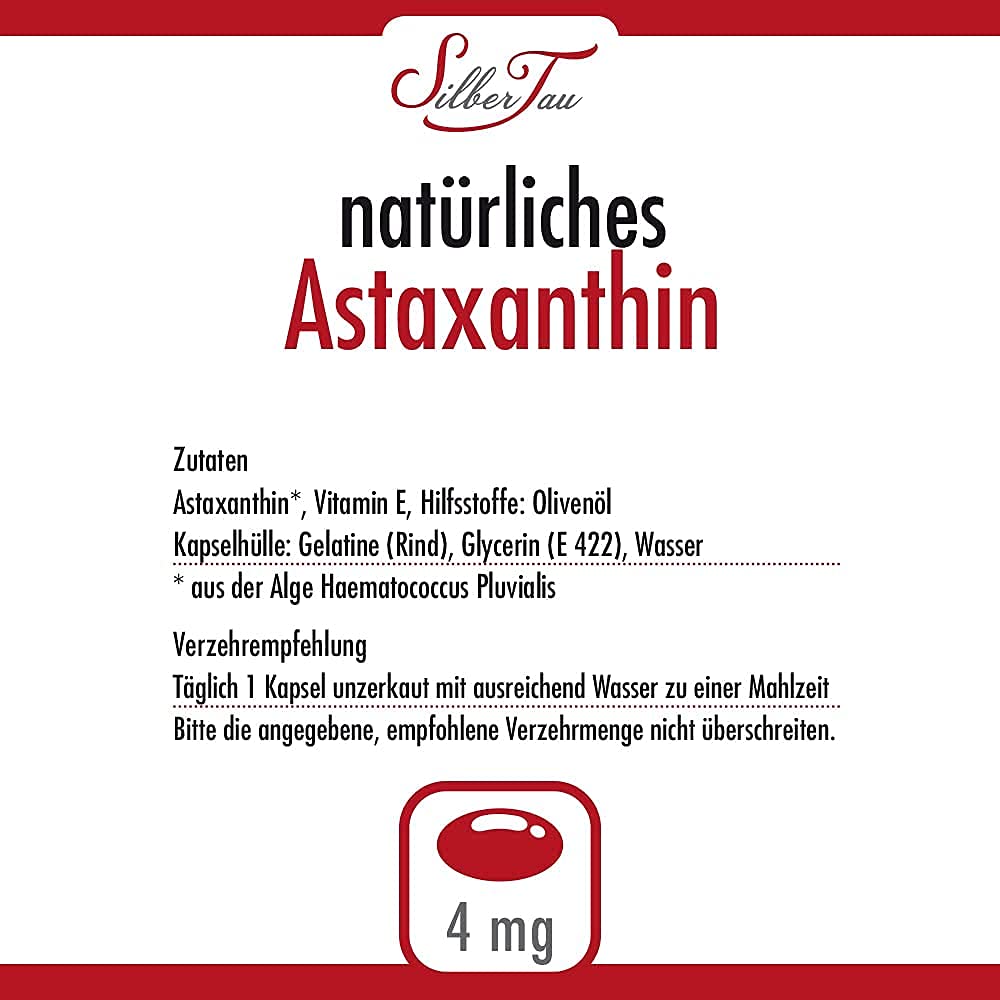 Astaxanthin – 5x 60 Softgel-Kapseln à 4 mg – natürlich aus Haematococcus pluvialis – mit Vitamin E – reines Antioxidans – pflanzlich, hoch bioverfügbar & ohne Zusatzstoffe