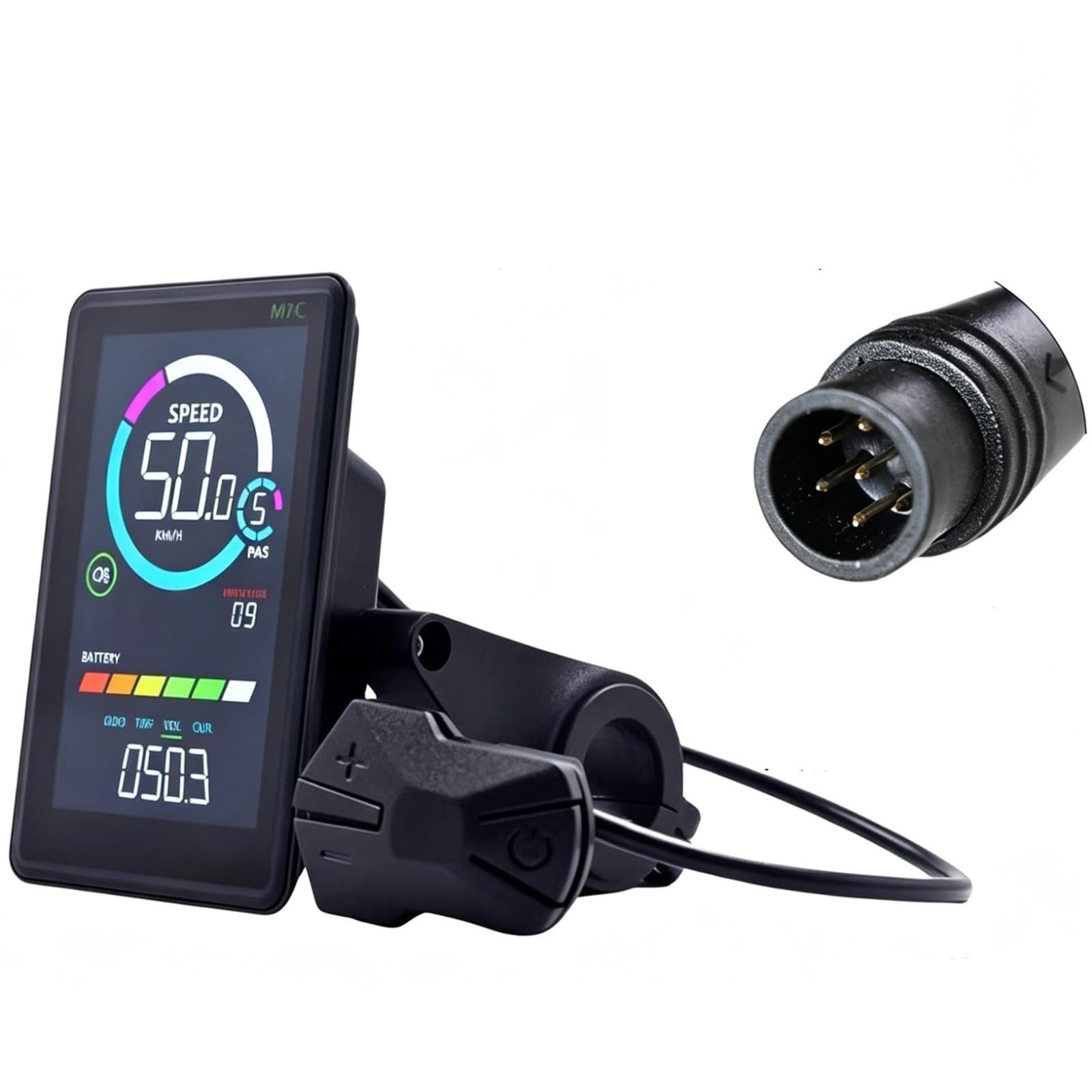 bdfndjnm M7C-2 UART2 E-bike Colour LCD Screen, 24V-60V Display Unit, USB Interface & Waterproof SM Connector(6pin)