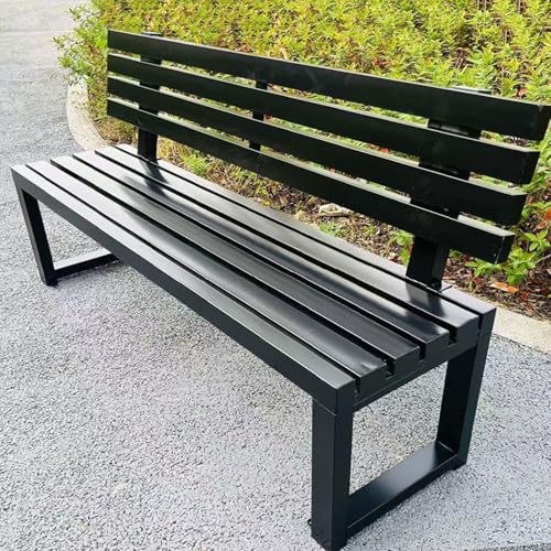 Mueble de madera de acero y negro para jardin con acabado premium resistente de 3 plazas 2