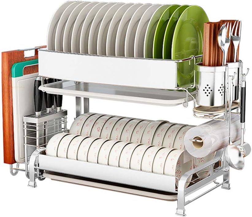 BLZ 304 Stainless Steel 2Layer Drain Dish Rack Countertop/Wall Mount Kitchen