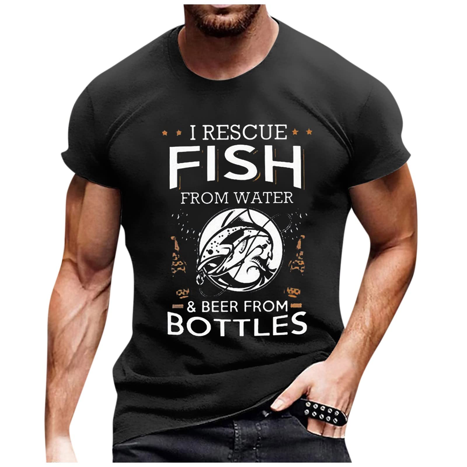 Mens 2023 Summer Printing Tops Dressy Henley Round Neck Shirts Plus Size Breathable Short Sleeve Blouses