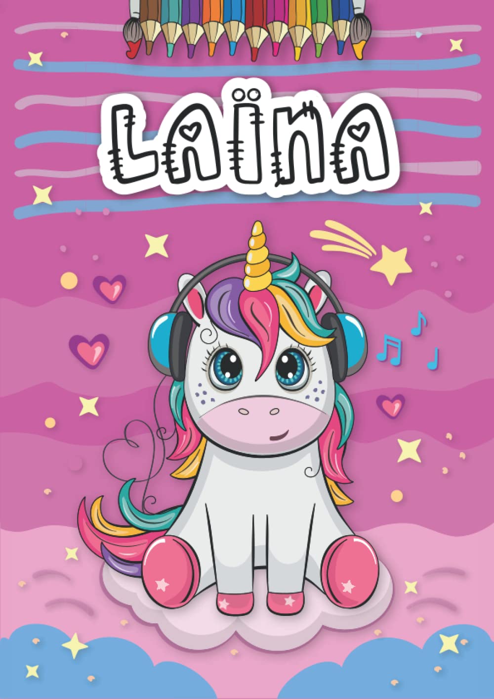 Independently published Laïna: Livre de coloriage personnalisé pour Laïna | Licorne | Cadeau d'anniversaire pour fille ... | 4 à 8 ans | 25 motifs de licorne avec le prénom Laïna, Grand format A4 (21 x 29.7 cm)