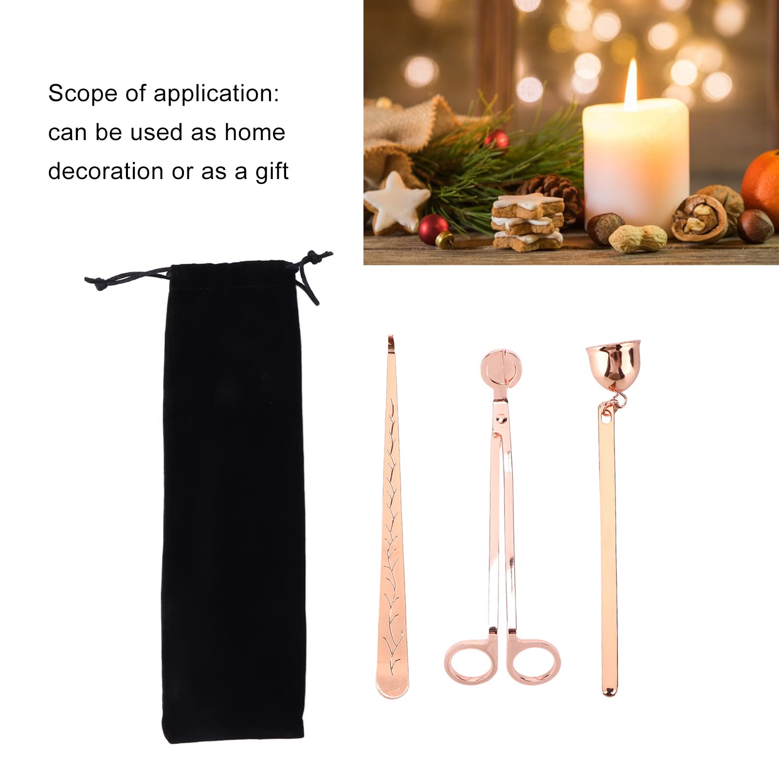 3PCS Candle Wick Trimmer, Stainless Steel Candle Snuffer and Wick Dipper Candle Accessory Set