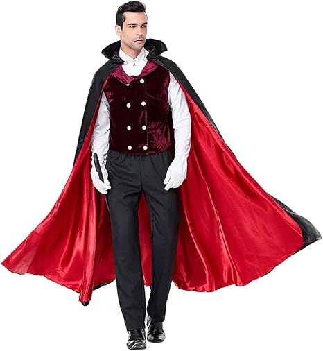 Amazon Co Jp ハロウィンコスチューム大人ヴァンパイアマント中世のマントコスプレドラキュラmalificentファンシードレスのメンズ非常にクールヴァンパイアコスチューム伯爵 Size M ホビー
