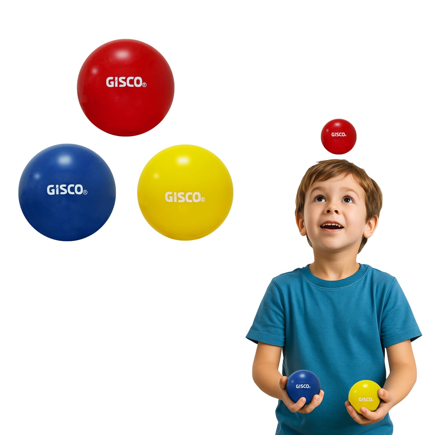 GISCO Plastic 70mm Soft Gymnastics Juggling Balls – Set of 3 Assorted Colours with Carry Bag – Juggling Kit for Kids & Adults, Suitable for Beginners & Advanced Jugglers
