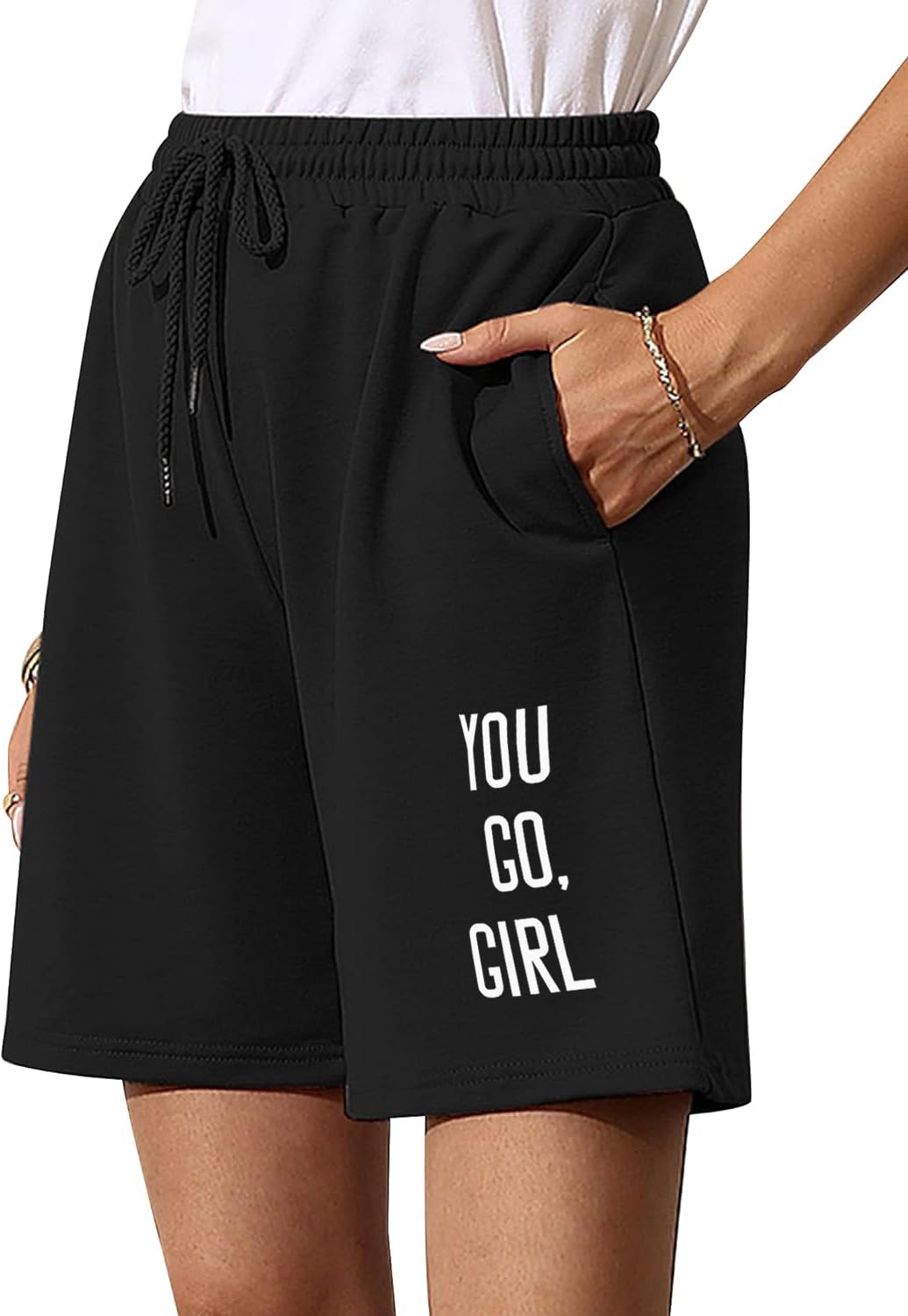hotfits Women's Green Casual Summer Cotton Shorts Athletic Gym Shorts Basic Shorts Relaxed Fit Running Jogger Shorts with Pockets-image-0