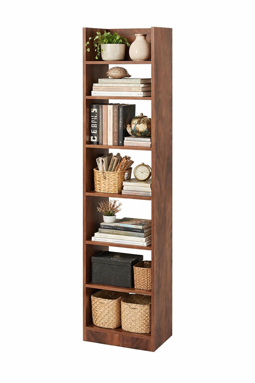 6 Tier Cube Book Shelf, Engineered Wood Book Rack for Study Room, Bedroom, Living Room, Office, Brown Finish-image-4