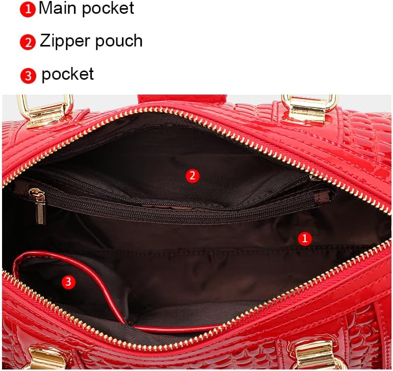 Genuine leather cowhide crocodile-pattern Boston women's handbag crossbody-bag detachable shoulder strap - Image 4