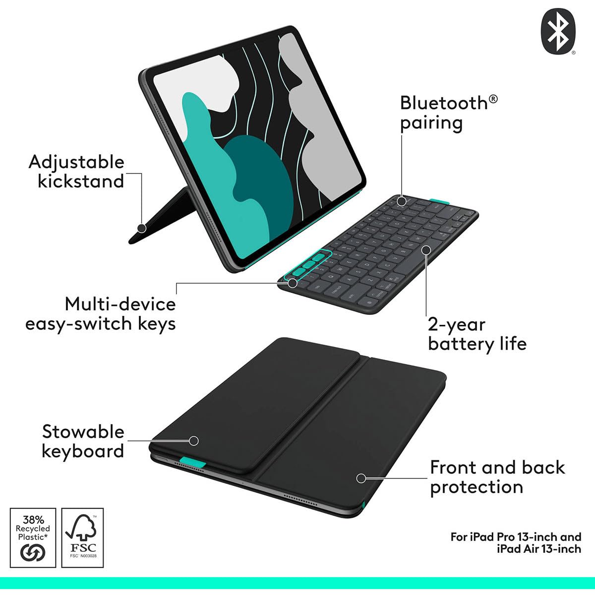 Amazon.com: Logitech Flip Folio, Keyboard Case for iPad Pro 13