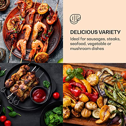 Klarstein Plancha Cocina Eléctrica Profesional, Grill Electrico de Acero Inoxidable, Antiadherente con Bandeja Aceite Extraíble, LED, 2 Espátulas, Plancha de Asar, Camping y Restaurantes 200W, Plata - imagen 4