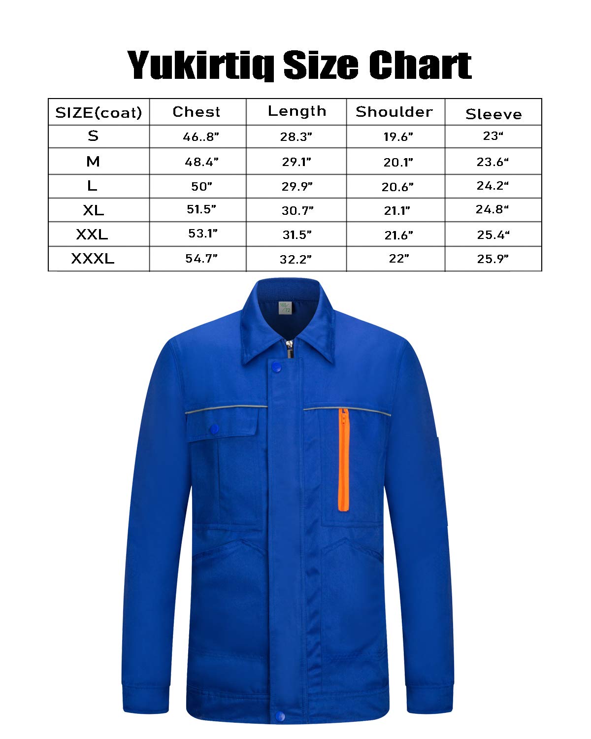 Homme Ensemblesde Travail, Multi Poches Blouson de Travail, Cargo Pantalon avec Poches Manteau de Travail, Multifonctionelle Veste de Travail pour Homme (XL, Bleu royal)