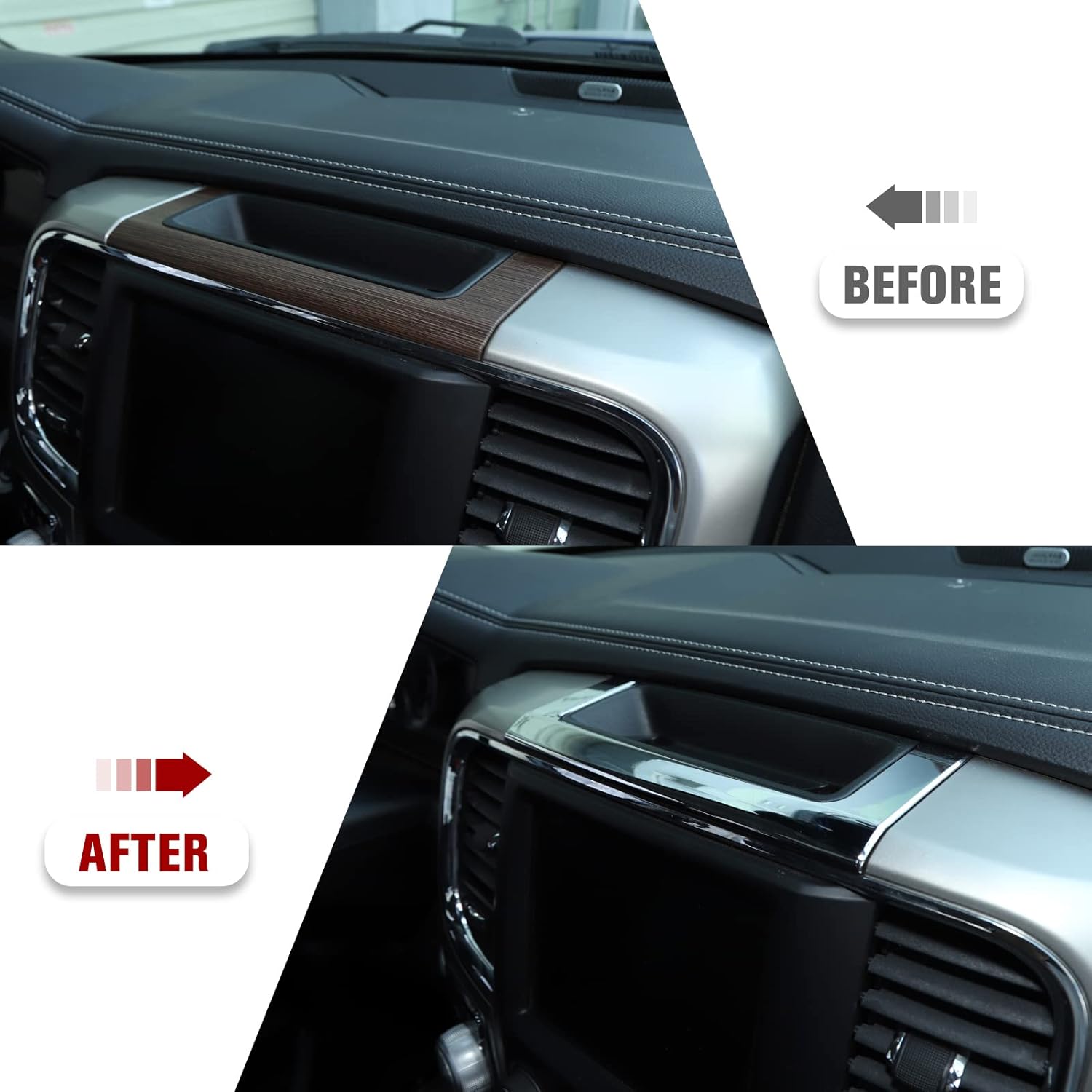 RT-TCZ Center Console Storage Box Trim Cover Interior Accessories for Dodge Ram 2010-2017 (Chrome)