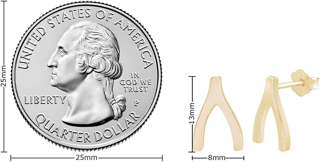 AFFY Sterling Silver Lucky Wishbone Stud Earrings in 14k Gold Over Sterling Silver - Image 5