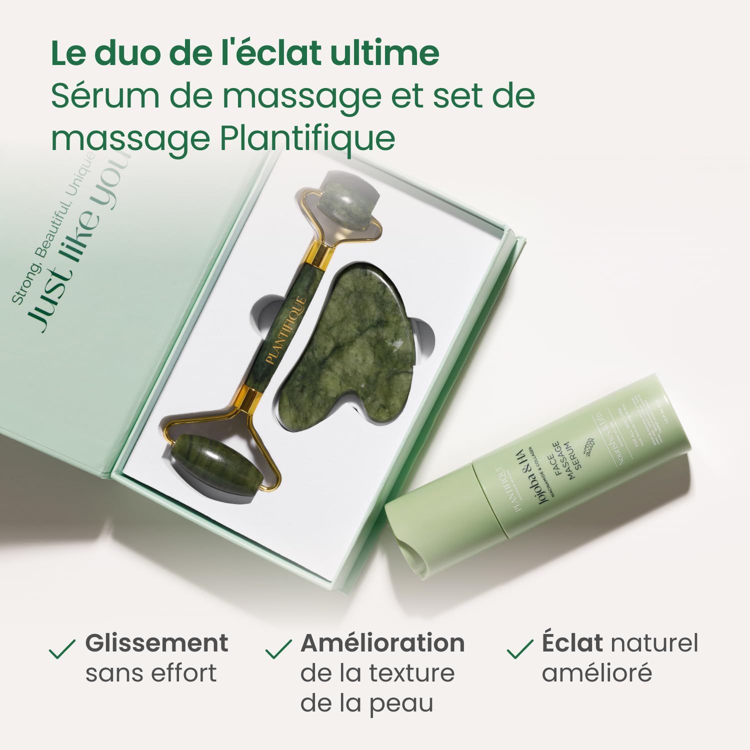 PLANTIFIQUE Korean Skincare Clay Mask – Hydrating Mud Mask, 110 g & Jade Roller & Gua Sha Set - Facial Tools for Skin Care Routine