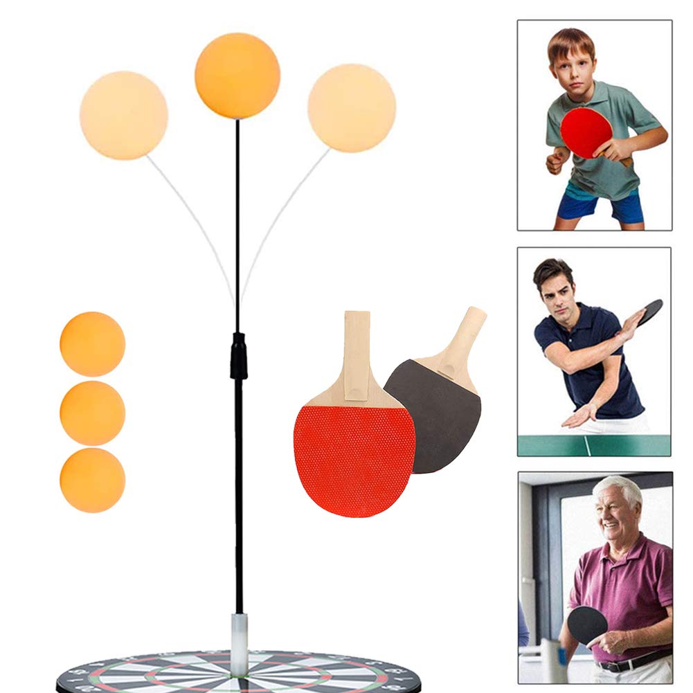 Table Tennis Trainer with Elastic Soft, Kids Indoor Outdoor Play Game Shaft Soft Axis Ping Pong Ball Practice Set Tools, Adjustable with Flexible Rapid Rebound Device for Personal/Double Exercise