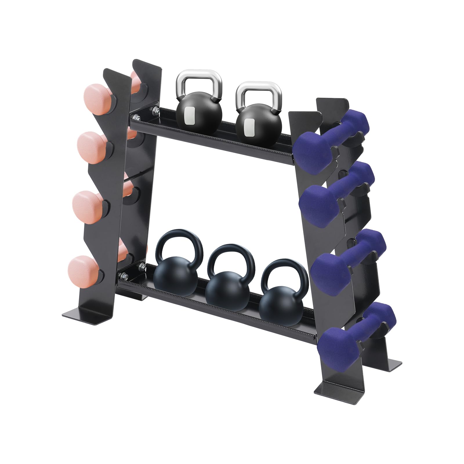 Supporto multifunzione per manubri fino a 150 kg, supporto per manubri con 8 inserti laterali, stabile per manubri e bilancieri, ideale per palestra, casa
