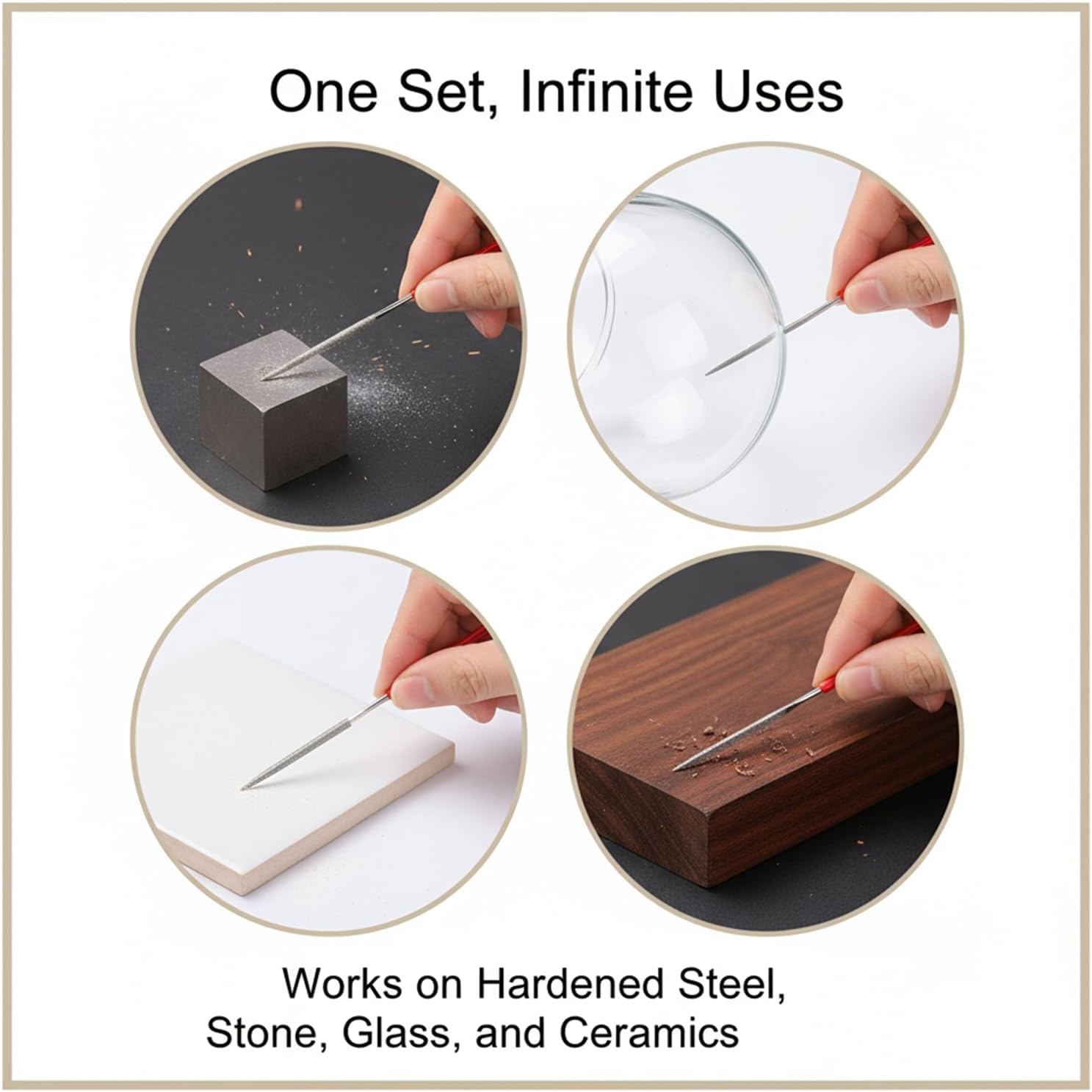 10Pcs Diamond Needle File Set - Mini Metal Files for Jewelry, Stone Carving, and Model Crafting, Hand Tools with Non-Slip Handles (2x100mm)