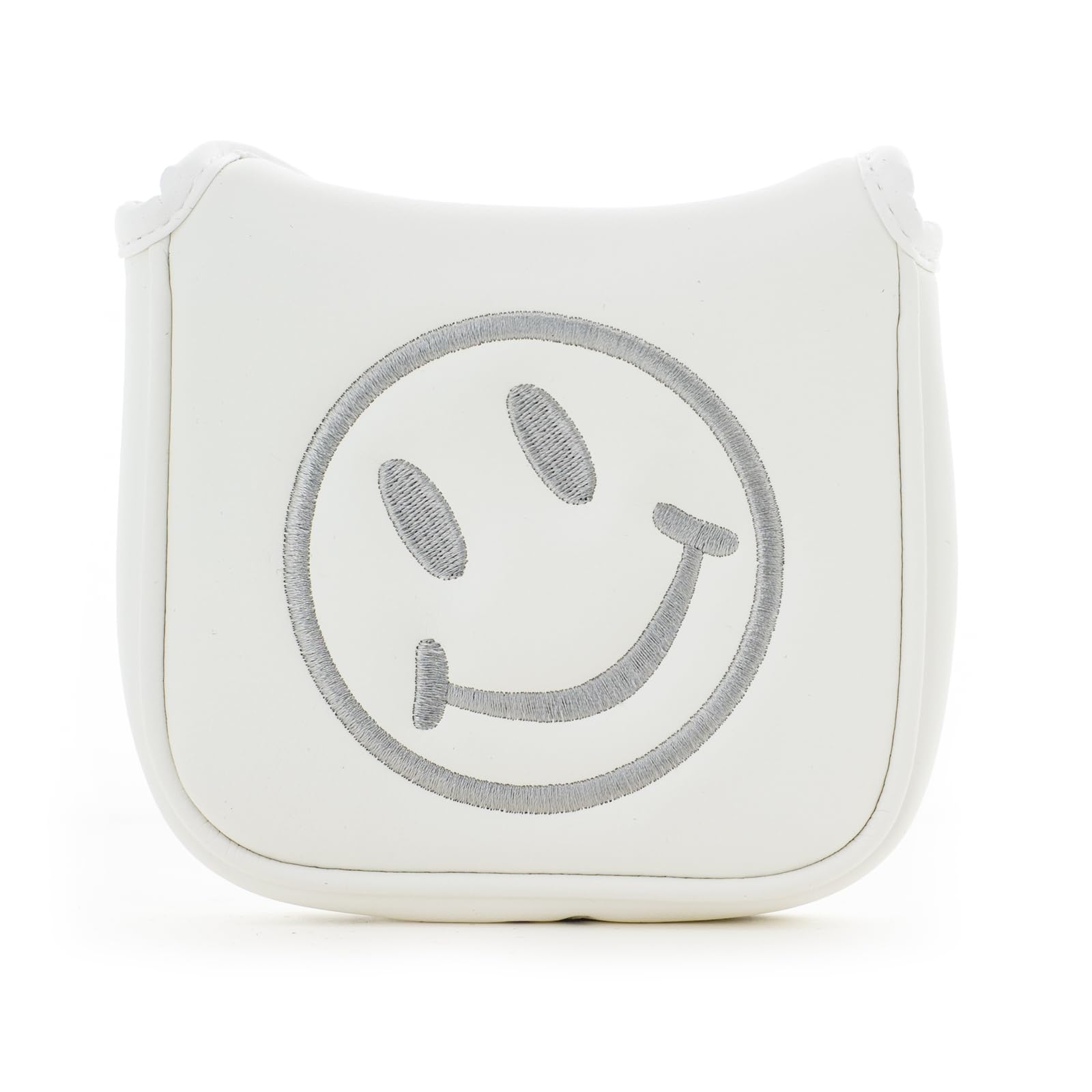 Smile Face Golf High-MOI - Funda para cabeza de putter, eje de talón, color blanco, cubierta para cabeza