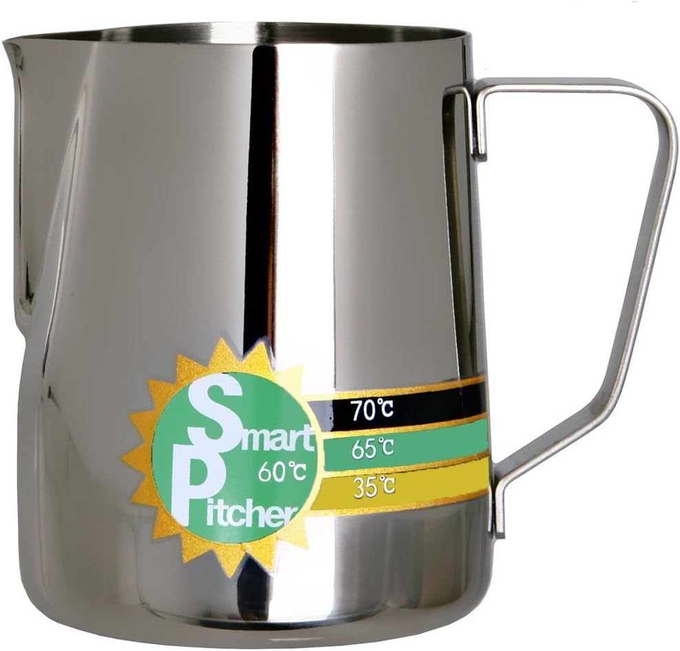 Espresso Coffee Milk Frothing Pitcher With Built-In Thermometer, Stainless Steel (12 oz)