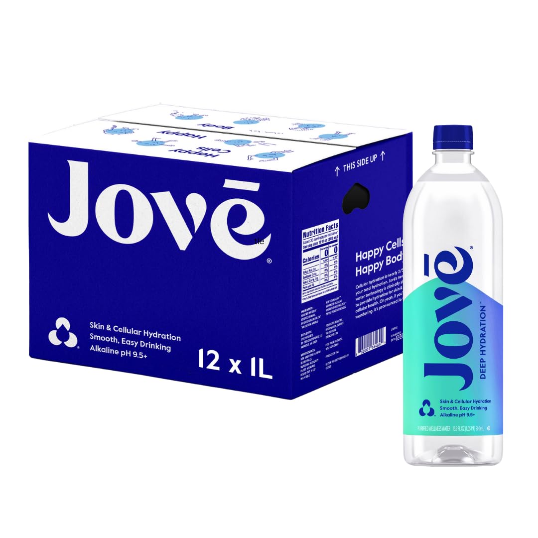 Alkaline pH Water, Skin & Cellular Hydration, pH 9.5+, Refreshing, Great Taste, 1 Liter (Pack of 12)