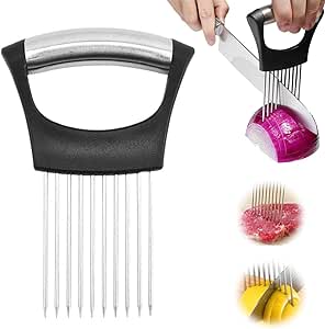2 Stück Zwiebelhalter Edelstahl - Gemüseschneider Mit Silikongriff - Küchenhelfer