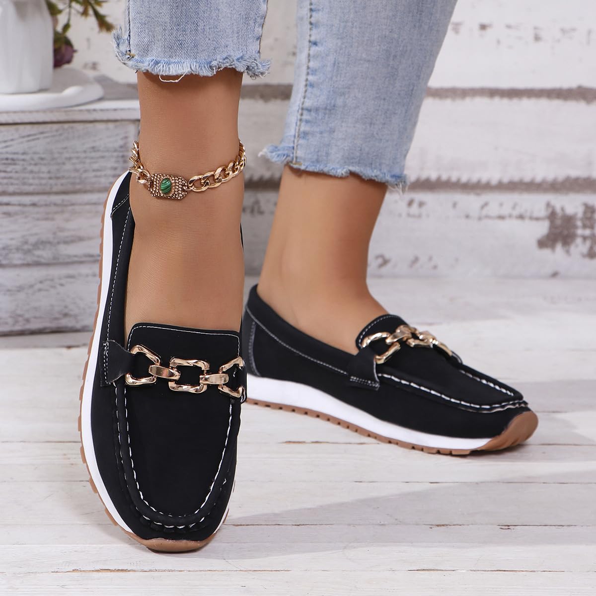 shownicer Mocassins Femme Confortables Plateforme Orthopédiques Loafers Decontracte Légères Chaussures