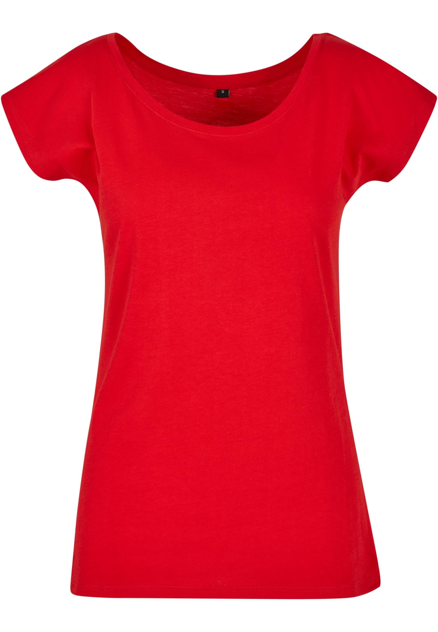 Build your Brand Ladies Wide Neck Tee Fashion T-Shirt for Women Cotton Sizes XS-5XL, Cityred, XXXL